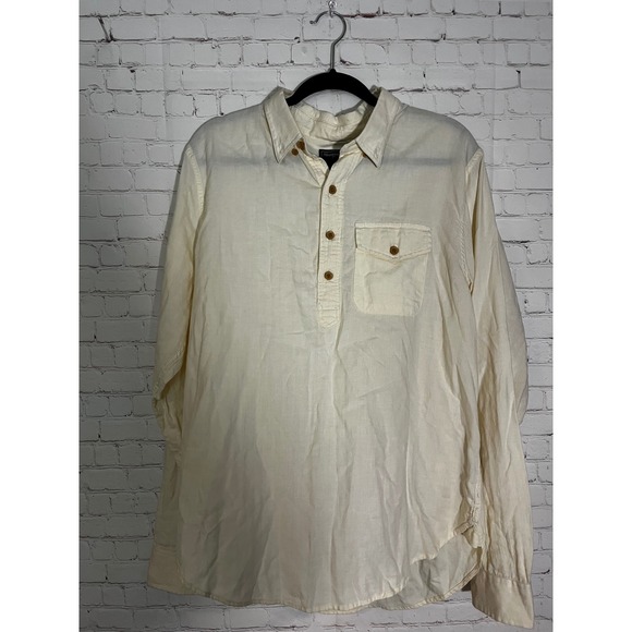 Abercrombie & Fitch Other - Abercrombie & Fitch Mens Cream Cotton Popover Long Sleeve Shirt Off-White Sz XXL